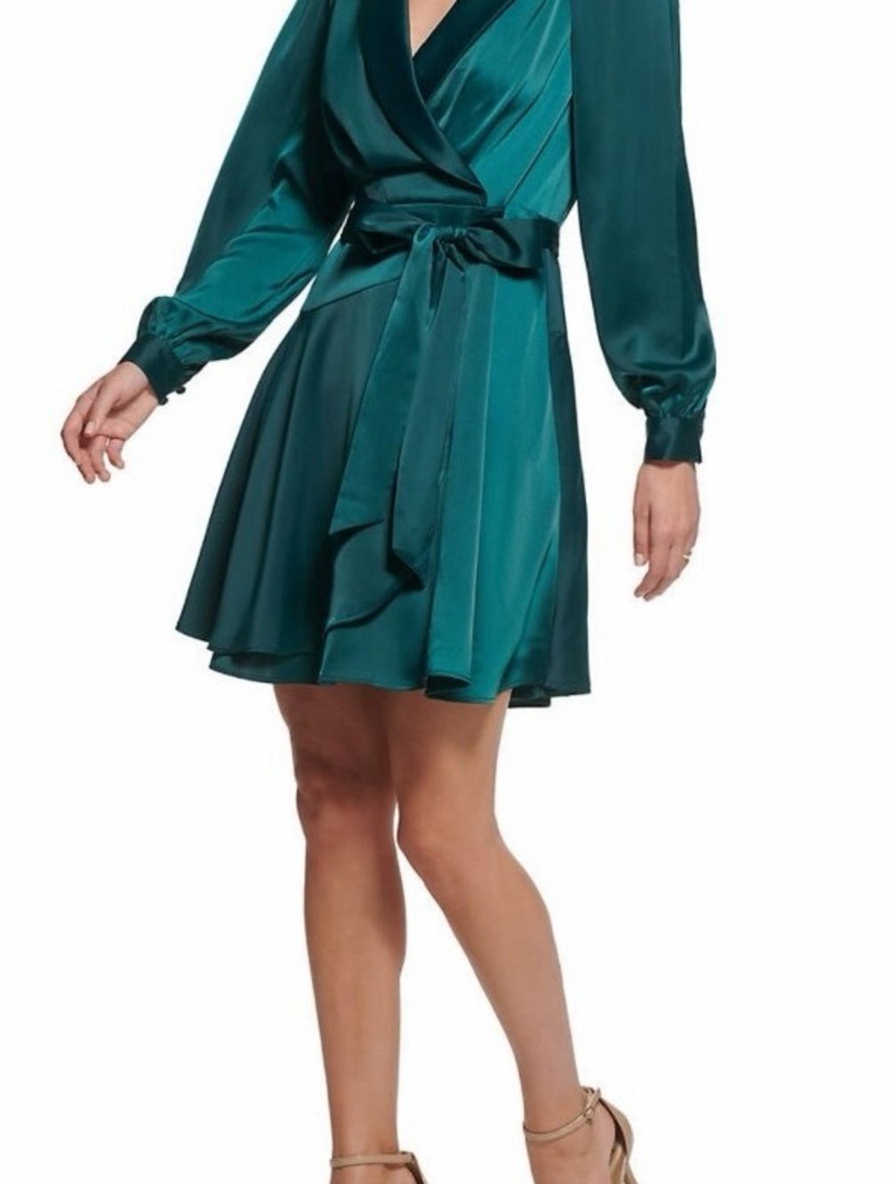 Vince Camuto Emerald Wrap Dress with Tie Waist